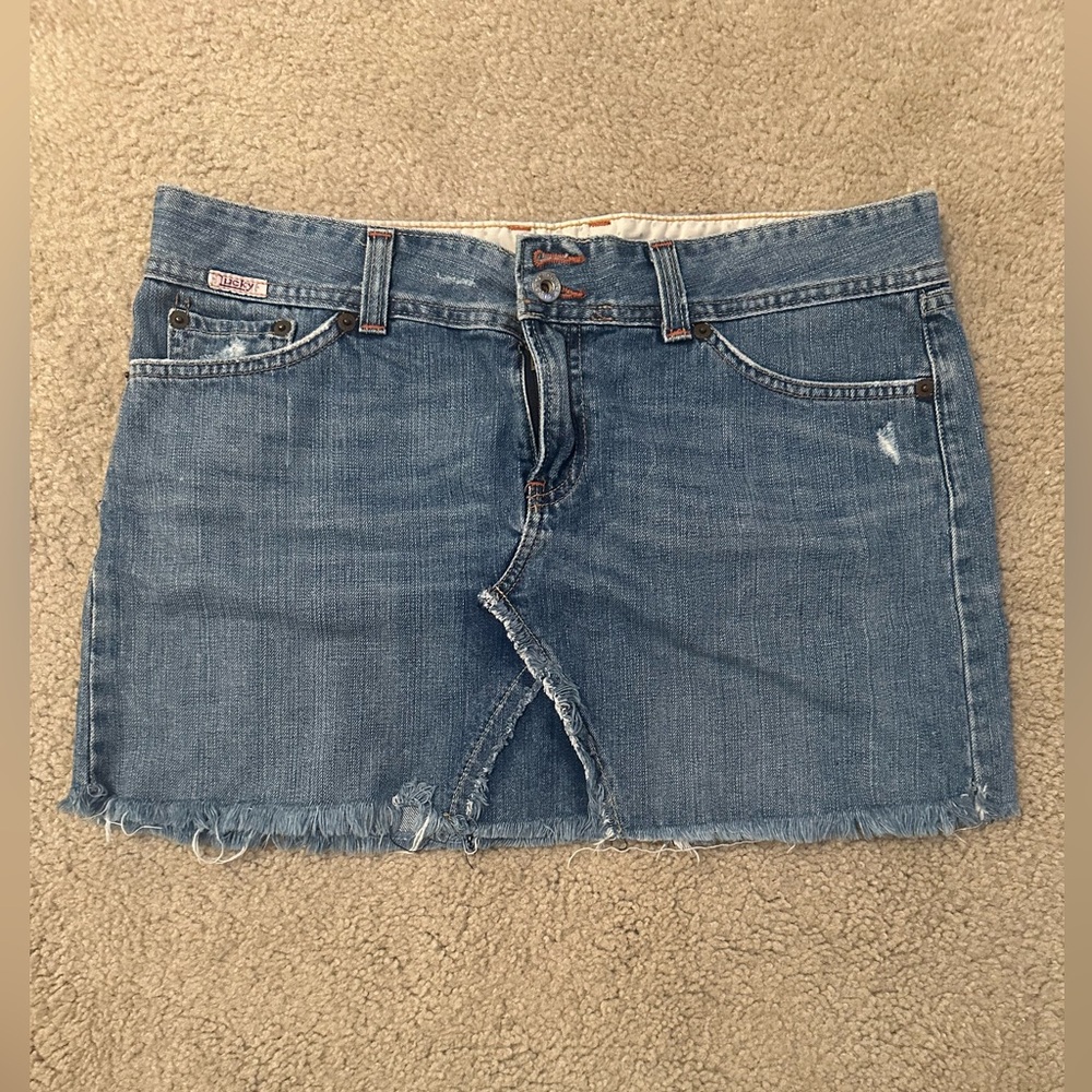 Lucky Brand Mini Jean Denim Skirt Distressed Size 12